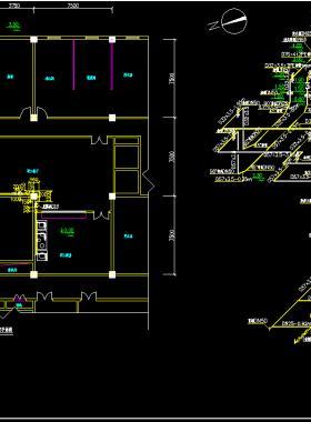 某職工食堂室內天然氣管道供氣平面、軸側圖燃氣設計施工圖DWG下載