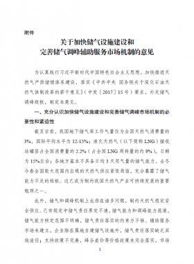 《關于加快儲氣設施建設和完善儲氣調峰輔助服務市場機制的意見》的通知(發改能源規〔2018〕637號)