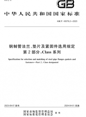 鋼制管法蘭、墊片及緊固件選用規(guī)定 第2部分:Class系列國標(biāo)/T 43079.2-2023